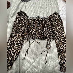 Forever 21 Animal Print Ruched Blouse